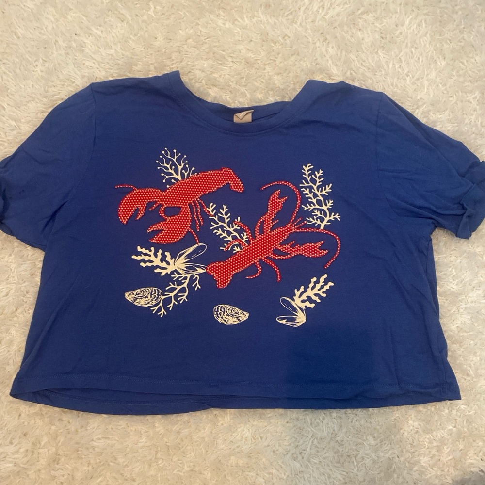 Blue Lobster patchwork tee only worn once